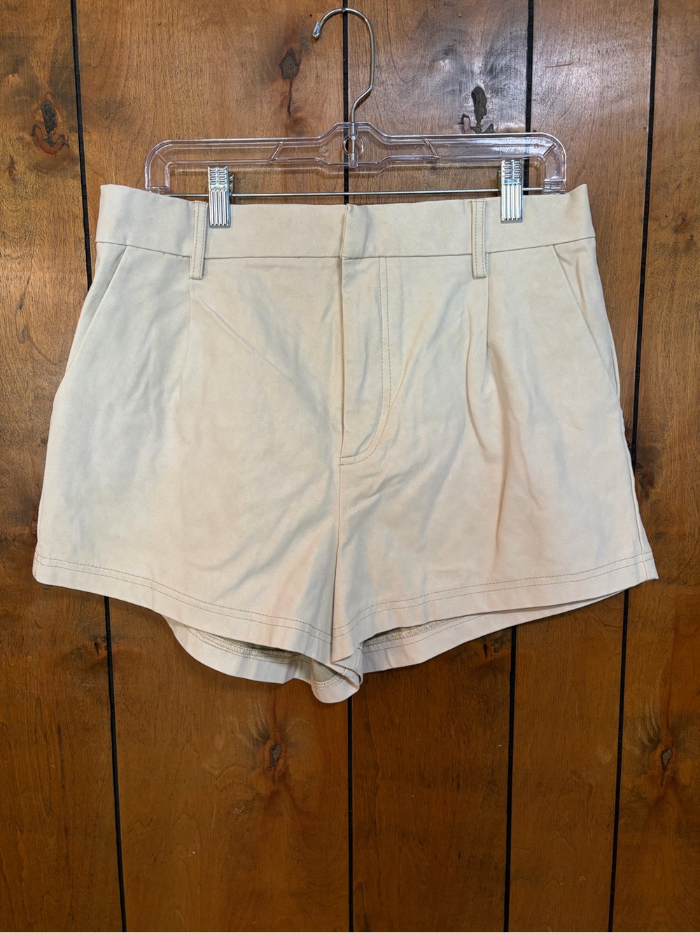 Free People Cream High-Waist Tailored Shorts